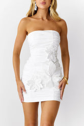 Moonshadows Strapless Mini Dress White